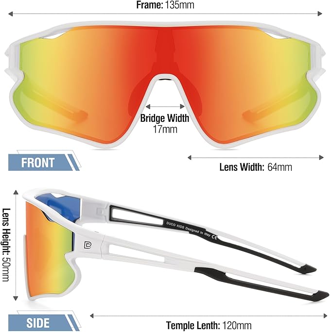 DUCO Kids Sunglasses Youth Baseball Sun Glasses Lightweight TR90 Frame UV400 Sports Cycling Shades for Boys Girls DK268