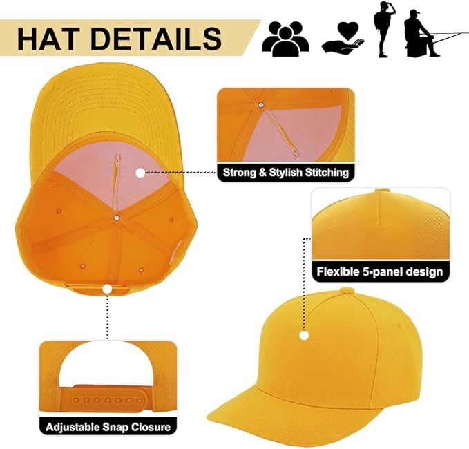 ZH 12 PC 5 Panel Baseball caps, Bulk Baseball caps, Customizable DIY Design, Wholesale Caps, One-Size-Fits-All