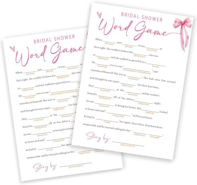 Wedding Shower Games Cards, Bridal Shower Word Game, Bridal Shower Games 25 by Wybgno