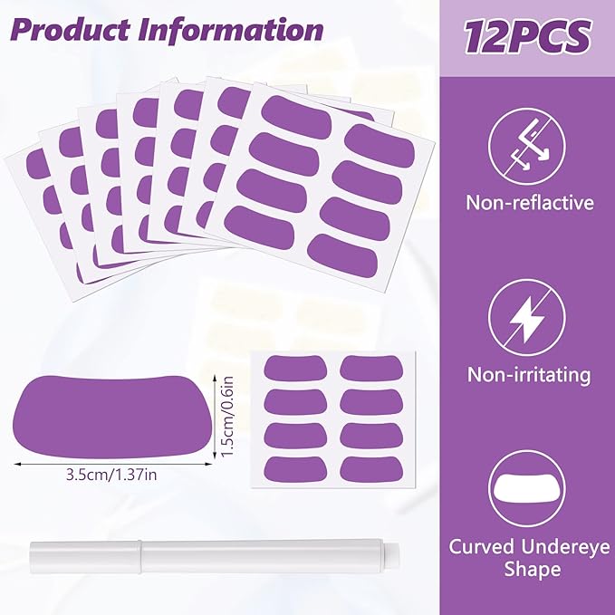 Sumind 48 Pairs Eye Strips Sports Eye Stickers Breathable Strips with 1 White Pencil for Baseball Football Softball Fans on Game Day(Purple)