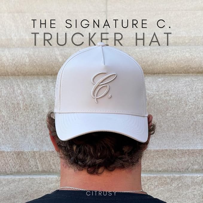 CITRUSY Athletic Trucker Golf Hat | Performance Mens 5 Panel Cap | Cool Breathable Waterproof Workout Running Snapback