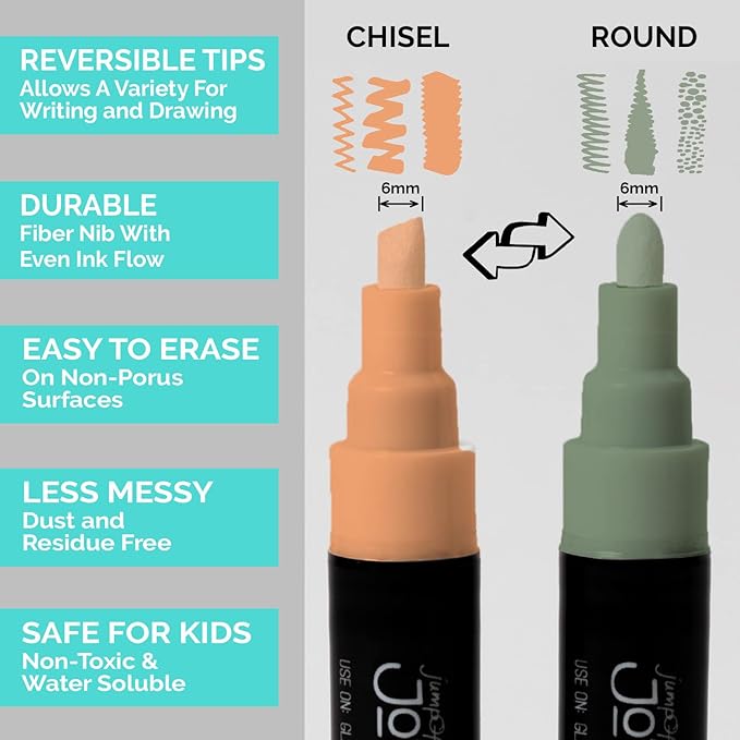 JumpOff Jo – Liquid Chalk Markers – Reversible Chisel and Round Tip – Multi - Image 3