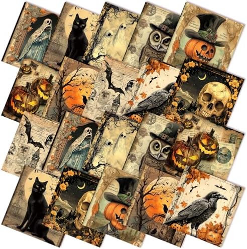 Hahafelt 10 Pcs Halloween Gothic Skull Owl Quilting Fabric 20 x 20 Inch
