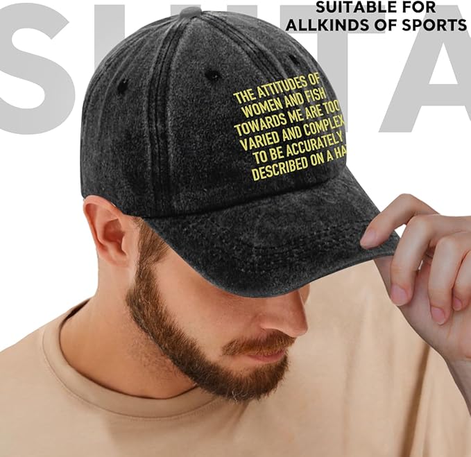Fishing Adjustable Cotton Baseball Cap, Funny Trucker Hat Gift for Men Women Grandpa Dad Fishing Lover Fisherman