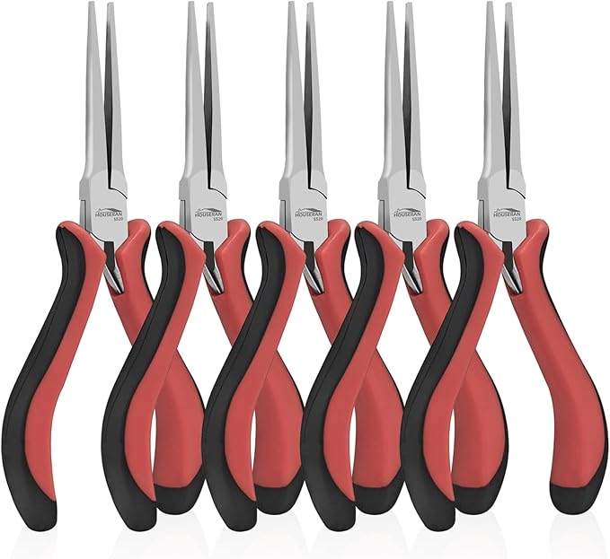 Long Needle Nose Pliers 5.5"-5 Pack Long Nose Mini Precision Pliers by HOUSERAN