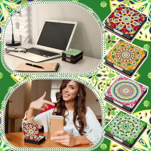 Saillong 4 Pcs Diamond Painting Note Box Kit Sticky Note Holders
