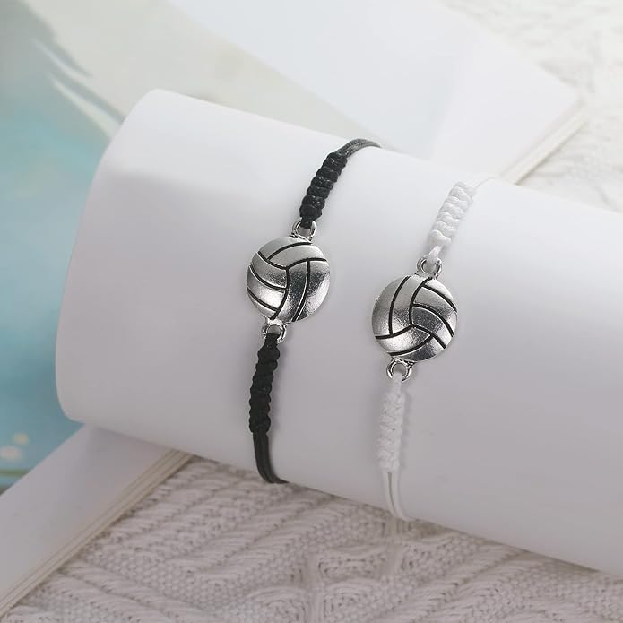 SmileBelle 2 PCS Sport Bracelets, Graduation Bracelets Volleyball Soccer Gifts Baseball Basketball Bracelet Football Jewelry for Son Daughter Fans as Sport Accessories Jewelry