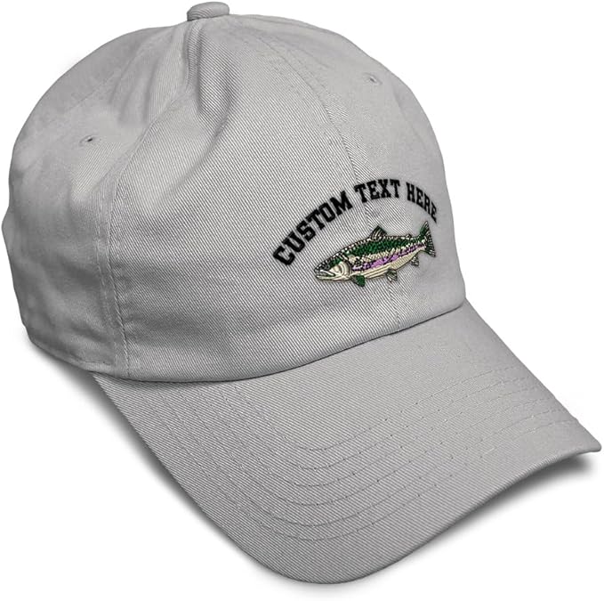 Custom Soft Baseball Hat Embroidered Dad Hat Fish Rainbow Trout Men & Ladies Baseball Cap Cotton