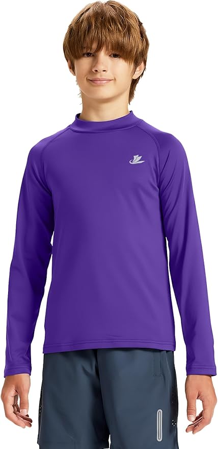 DEVOROPA Youth Boys Compression Thermal Shirt Long Sleeve Kids Fleece Baselayer Soccer Baseball Undershirt Slim/Regular/Husky
