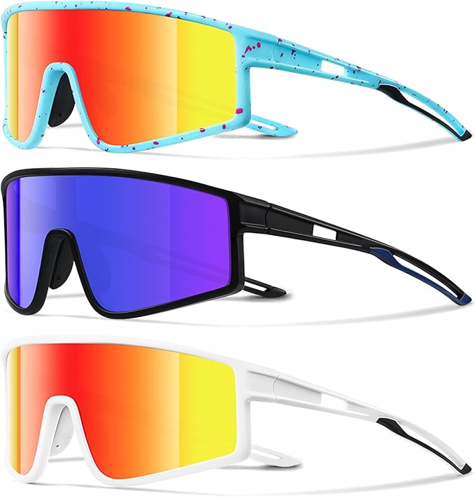 3 Pack Kids Sunglasses Youth Baseball Polarized Sun Glasses Sports Cycling Running for Boys Girls UV Protection