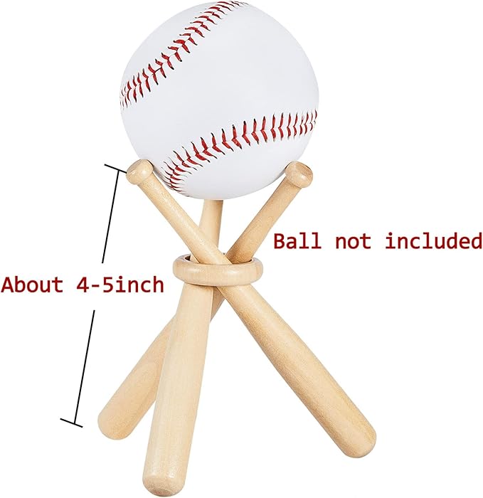 Maitys Baseball Stand Holder for Display Wooden Baseball Holder Stand Mini Sports Balls Bats Display Centerpieces Table Decorations Accessories for Friends Sports Lover Gifts