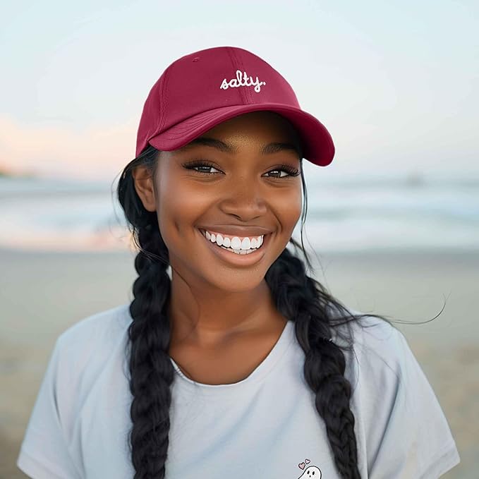 DALIX Salty Embroidered Cotton Beach Baseball Cap Adjustable Dad Hat Womens