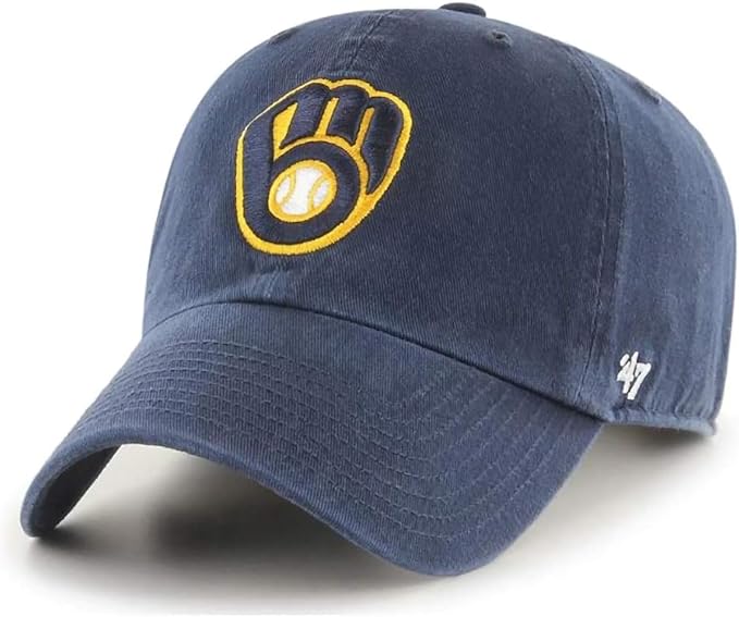 47 Brand MLB Team Color Home Primary Logo Clean Up Adjustable Baseball Cap Hat, Adult One Size Fits All