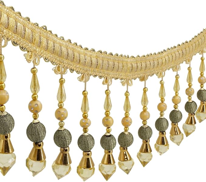 3yards Beading Fringe Trimming Long Beads Tassel Curtain Trim Ribbon Trim - Image 3