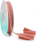 CT CRAFT LLC Ivory Cotton Red Stripes Ribbon 3/8" x 10 Yards by CTCRAFTLLC