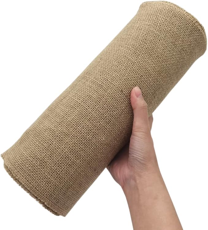INSPIRELLE 12" Natural Burlap Fabric Roll 10 Yards Jute Ribbon by INSPIRELLE