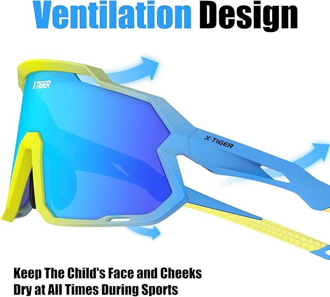 X-TIGER Kids Sunglasses Polarized Youth Baseball Sunglasses for 8-14 boys girls UV400 Sports Softball Cycling Glasses