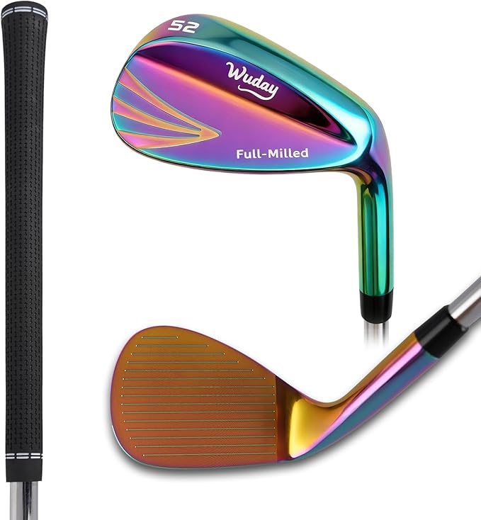 Golf Wedges for Men Right Hand 52/56/60 Degree, Full Face CNC Milled Golf Wedge Set with Gold & Color Coating, Sand Lob Gap Wedge with Enhanced Spin & Control, Premium Grip Golf Club Gift