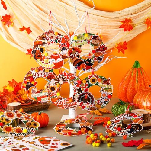 Hollowfly 48 Sets Fall Thanksgiving Paper Wreath Craft Kits