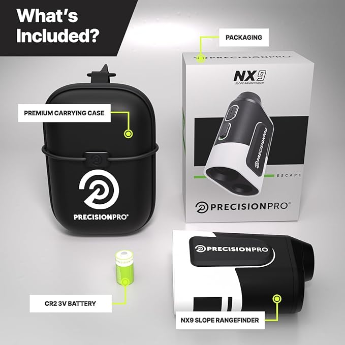 Precision Pro NX9 Golf Rangefinder with Slope Switch – 900 Yards Laser Range Finder, Flag Lock Vibration, 6X Magnification, Magnetic Cart Mount, Tournament Legal