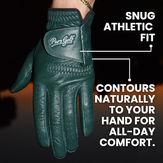 PUR3 Cabretta Leather Golf Gloves Men | 2 Pack Heritage Collection | Includes Putting Aim Ball Marker | Golf Glove Men Left Hand and Right Hand