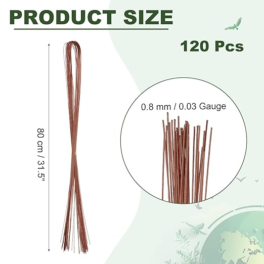PATIKIL 32 Inch 22 Gauge Floral Stem Wire, 3 Pack/120 Pieces Bouquet Stem Paper - Image 2
