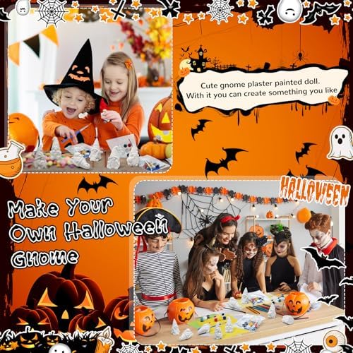 PullCrease 8 Pcs Halloween Gnome Ceramics to Paint Crafts Kit