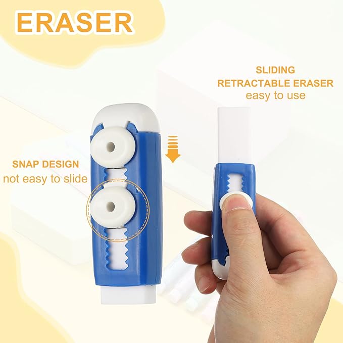 PATIKIL 4 Pack Erasers, Sliding Retractable Eraser Push Pull Cute Pencil - Image 4