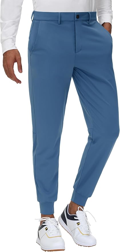 JWM Men's Stretch Golf Joggers Pants with Belt Loops - 29" 34" Slim Fit Tapered Casual Business Travel Dress Work Sweatpants