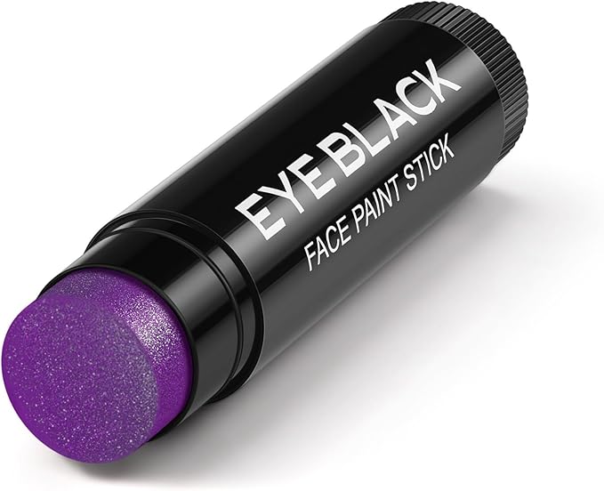 Purple Glitter Eye Black Stick, Anti-Glare Eyeblack for Baseball Football Softball Lacrosse Accessories, Sweat-Proof Sport Face Paint, Smooth & Long Lasting, Rich Full Coverage Shimmery Color