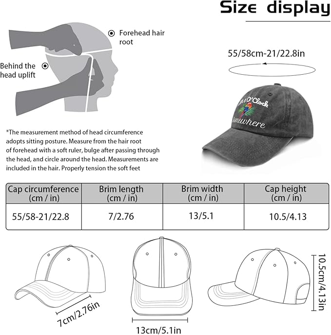 Jimmy Music Buffett Accessories Hats Its 5 Oclock Some Where Baseball Cap Mom Hat Pigment Black Womens Bucket