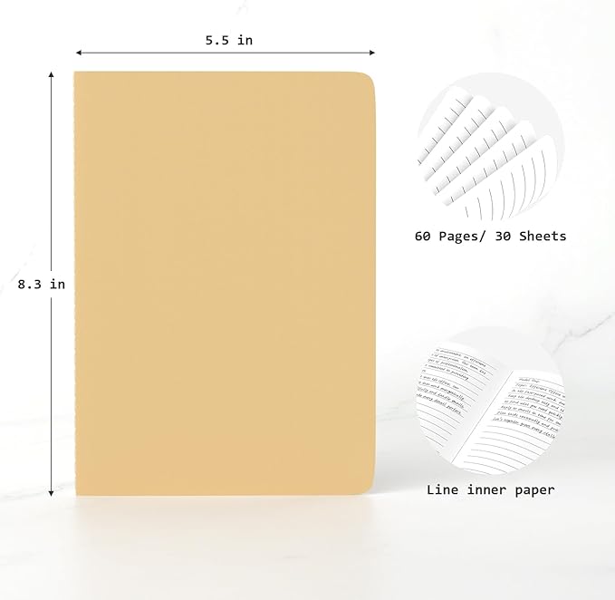 Oucaru Journaling Notebooks A5 College Ruled Notebook 32 Pack Lined Small Kraft - Image 2
