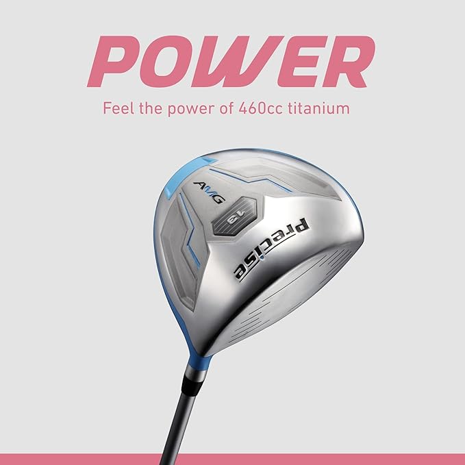 Precise AMG Women's Golf Clubs Full Set – Petite, Regular & Tall Sizes | Beginner & Intermediate | Right Handed | Driver, Fairway, Hybrid, Irons, Putter & Stand Bag