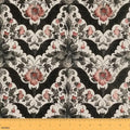 Halloween Bats Upholstery Fabric for Chairs Boho Vintage Floral Outdoor Fabric by The Yard 109"x63", Gothic Damask Antique Decor Goth Silhouette Dark Shadows Landscape Fabric