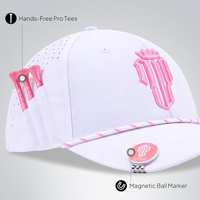 NJF Golf Hat Men - Breathable Mens Golf Hats, Adjustable Rope Hook and Loop Style Cap, Convenient Cap with Tee Holder