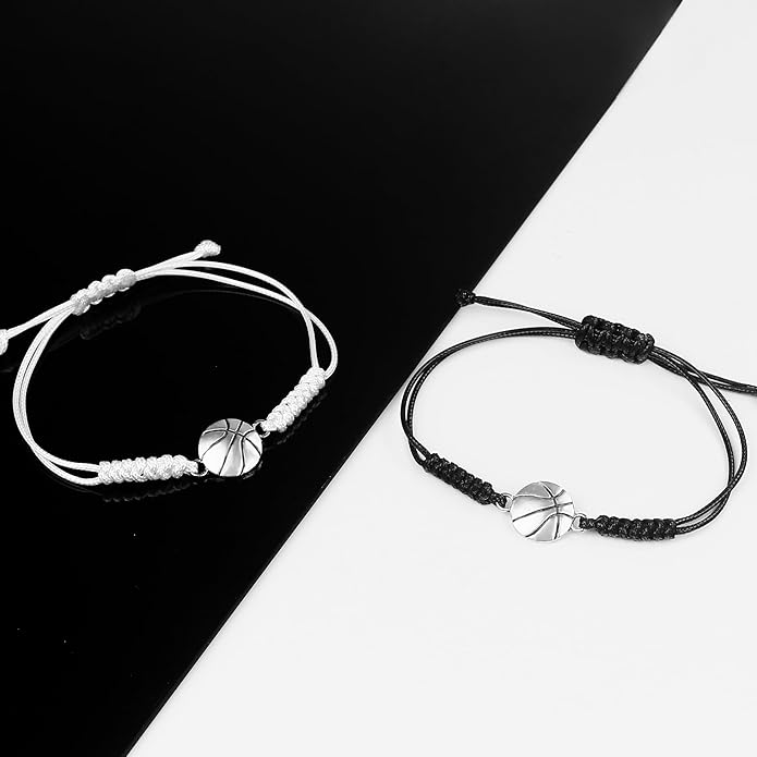 SmileBelle 2 PCS Sport Bracelets, Graduation Bracelets Volleyball Soccer Gifts Baseball Basketball Bracelet Football Jewelry for Son Daughter Fans as Sport Accessories Jewelry
