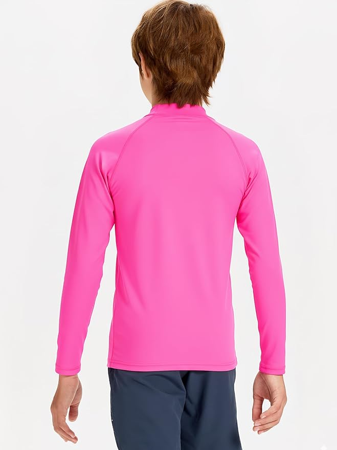 DEVOROPA Youth Boys Compression Thermal Shirt Long Sleeve Kids Fleece Baselayer Soccer Baseball Undershirt Slim/Regular/Husky