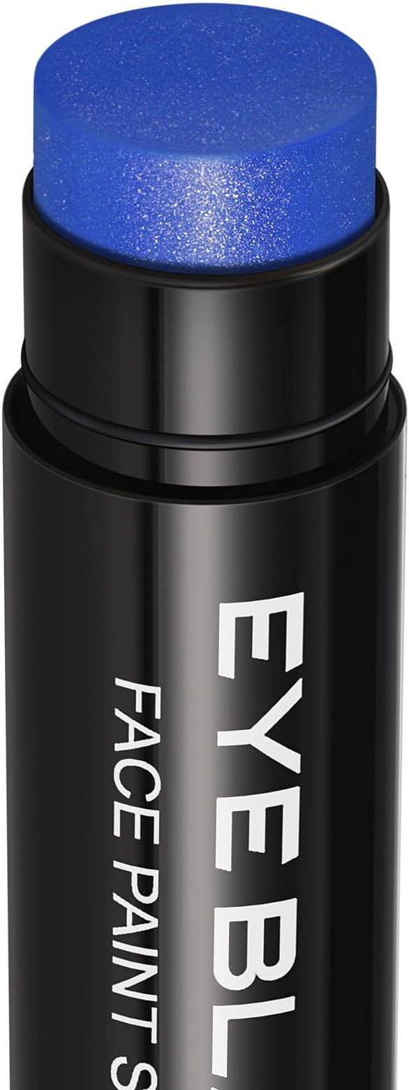 Blue Glitter Eye Black Stick, Anti-Glare Eyeblack for Baseball Football Softball Lacrosse Accessories, Sweat-Proof Sport Face Paint, Smooth & Long Lasting, Rich Full Coverage Shimmery Color