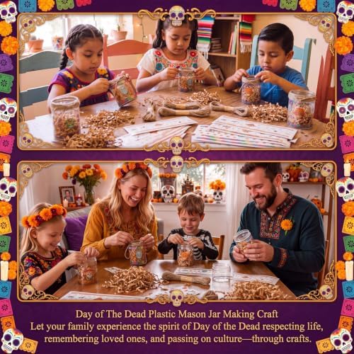 24 Sets Day of The Dead Decoration Mason Jar Sugar Skull Crafts