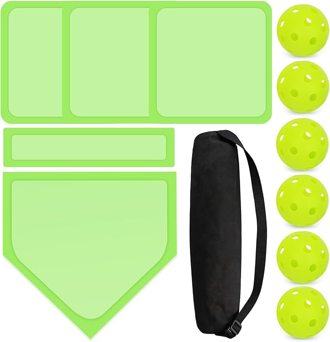 Mototo Rollable Baseball Base for Yard Practice Kit, 5 Baseball Home Plate Rubber Base with 6 Practice Soft Balls & Black Storage Bag, Throw Down Home Plate for Backyard, School Kickball, Tball