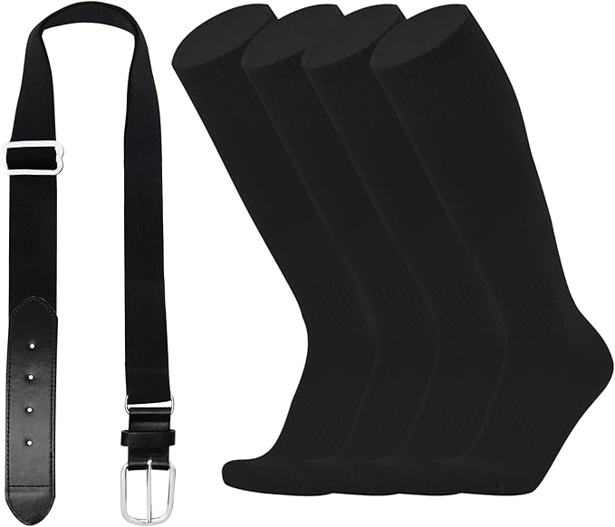 ZXOLDZX Youth Baseball Softball Socks and Belt Combo Set Adjustable Baseball Belt for Boys Girls(2Pairs of Socks with 1 Belt)