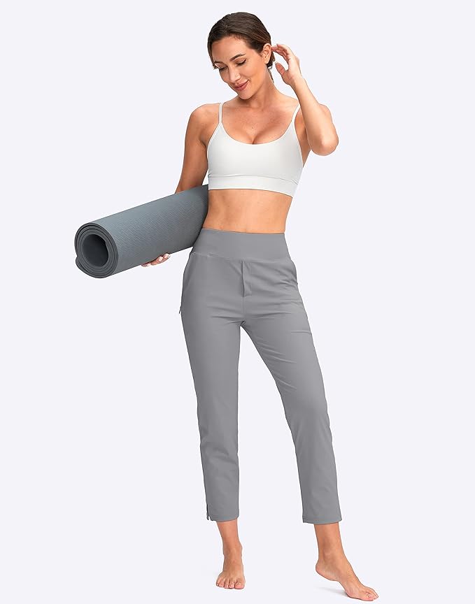 YYV Women's Golf Pants Stretch Work Ankle Pants High Waist Dress Pants with Pockets for Yoga Business Travel Casual