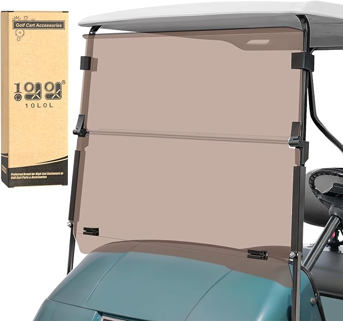 10L0L Golf Cart Windshield for EZGO TXT Gas and Electric 1995-up, Foldable Golf Cart Windscreen, Anti-UV and Impact Resistant, Clear/Tinted
