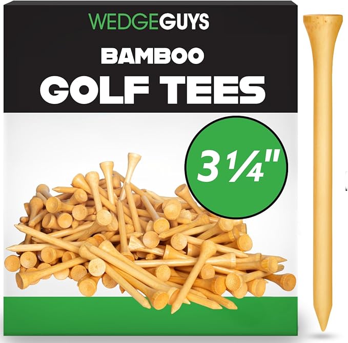 Wedge Guys Bamboo Golf Tees 2-3/4" & 3-1/4" | 100,250,500 or 1000 pcs. | Extra Durable & Stronger Than Wood Tees | Biodegradable & Less Friction | PGA Professional Approved, Golf Tees Bulk Bag