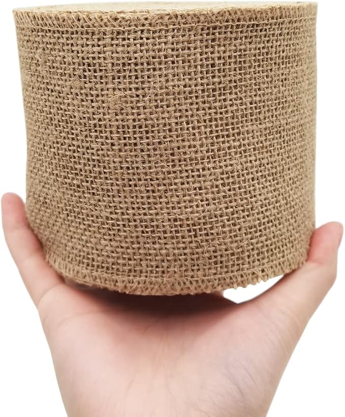 INSPIRELLE 4" Natural Burlap Fabric Roll 10 Yards Jute Ribbon by INSPIRELLE