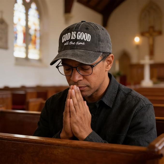 God is Good All The Time Hat for Men Women, Adjustable Cotton Embroidered Jesus Christian Faith Baseball Cap
