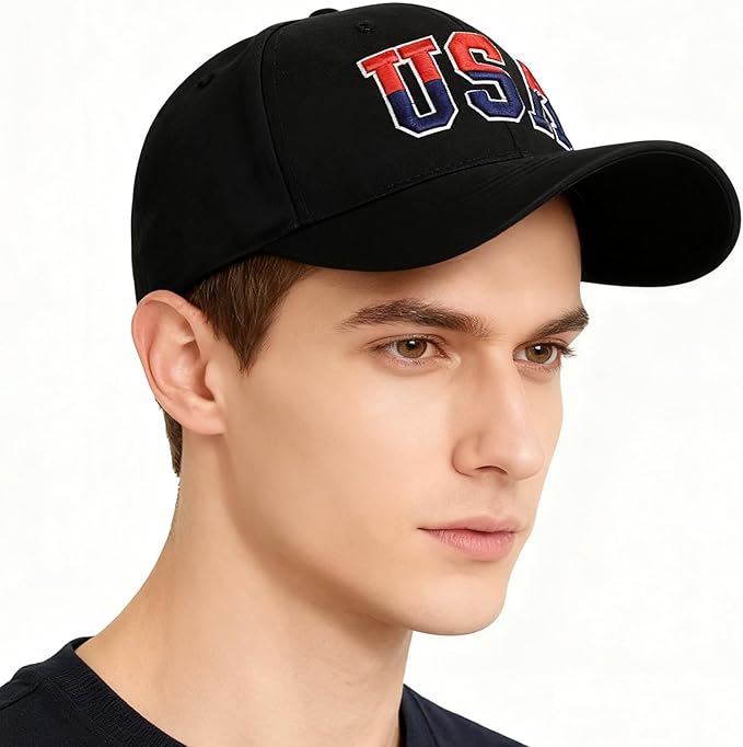 American Flag Patriotic Baseball Cap | Embroidered USA Flag 100% Cotton Adjustable Hat for Men & Women