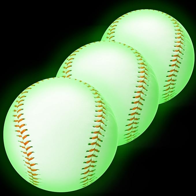 3 Pack Glow in The Dark Baseball Light up Baseball Official Size Ball Glow Balls for Games, Gift for Boys, Girls & Fans - Outdoor Activity Accessories