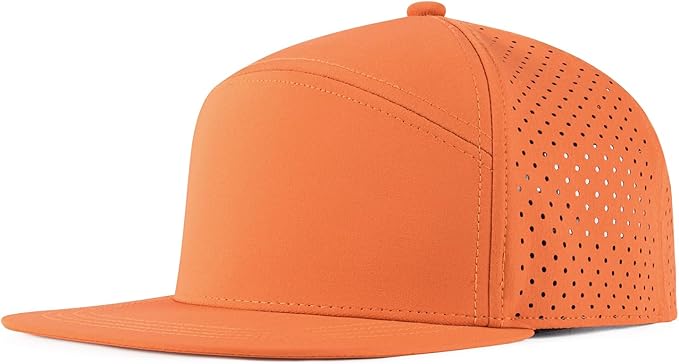 FEINION Men Flat Brim Adjustable Performance Hat Snapback Laser Perforated Baseball Cap