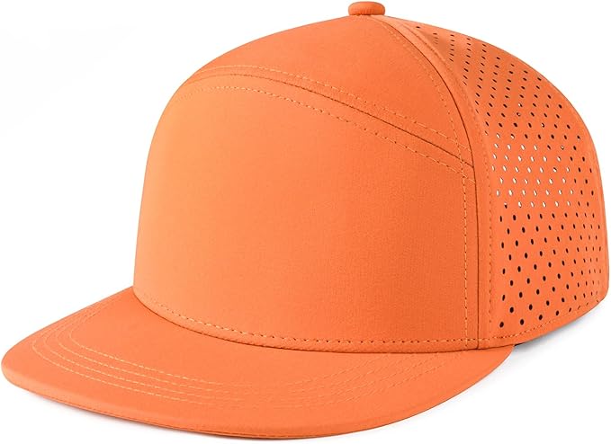 FEINION Men Flat Brim Adjustable Performance Hat Snapback Laser Perforated Baseball Cap